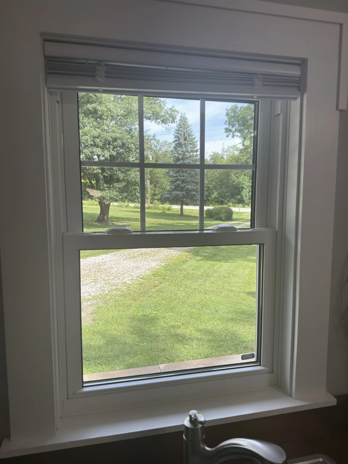 Clean interior window above a sink